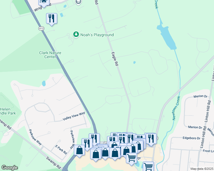 map of restaurants, bars, coffee shops, grocery stores, and more near 6 Kuhars Way in Newtown