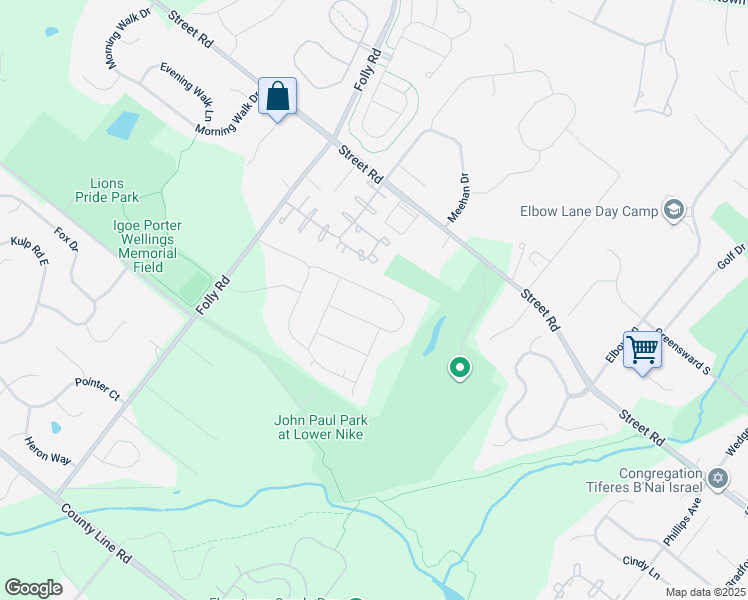 map of restaurants, bars, coffee shops, grocery stores, and more near 3008 Delmonico Street in Chalfont