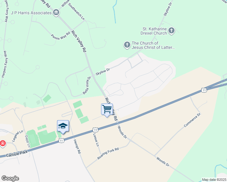 map of restaurants, bars, coffee shops, grocery stores, and more near 9 Grayhawk way North in Mechanicsburg