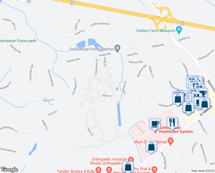 map of restaurants, bars, coffee shops, grocery stores, and more near 46 Jason Court in Freehold
