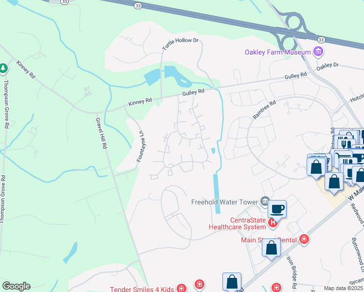 map of restaurants, bars, coffee shops, grocery stores, and more near 56 Kensington Court in Freehold