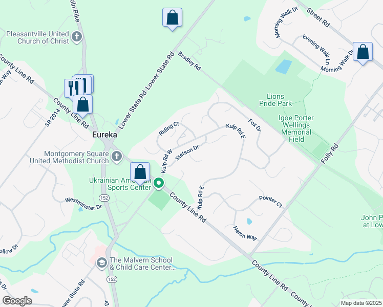 map of restaurants, bars, coffee shops, grocery stores, and more near 167 Stetson Drive in Chalfont