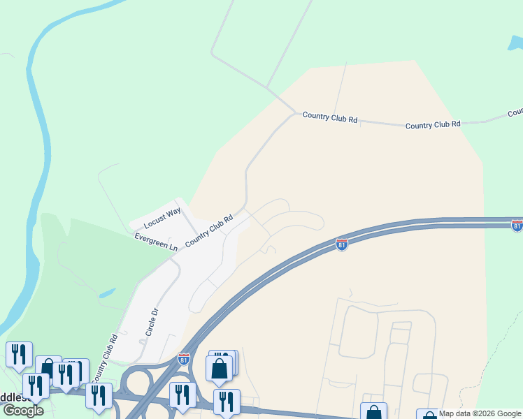 map of restaurants, bars, coffee shops, grocery stores, and more near 121 Country Club Road in Carlisle