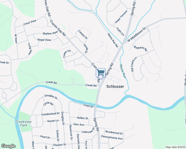 map of restaurants, bars, coffee shops, grocery stores, and more near 10 Morgan Circle in Schlusser