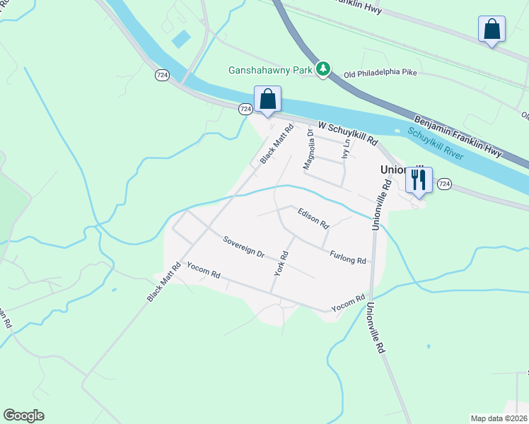 map of restaurants, bars, coffee shops, grocery stores, and more near 103 Edison Road in Douglassville