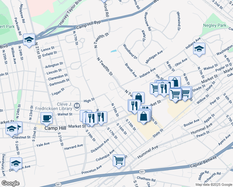 map of restaurants, bars, coffee shops, grocery stores, and more near 4 Dougherty Drive in Lemoyne