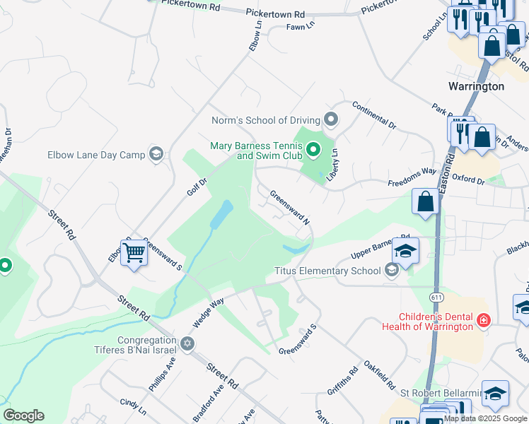map of restaurants, bars, coffee shops, grocery stores, and more near 809 Putter Court in Warrington