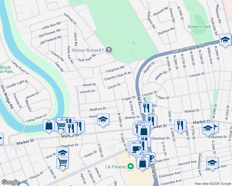map of restaurants, bars, coffee shops, grocery stores, and more near 205 Runson Road in Camp Hill
