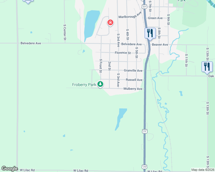 map of restaurants, bars, coffee shops, grocery stores, and more near 2111 2nd Street in Beatrice