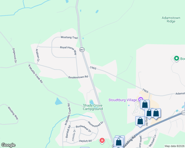 map of restaurants, bars, coffee shops, grocery stores, and more near 319 West Swartzville Road in Reinholds