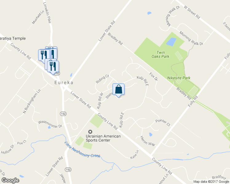 map of restaurants, bars, coffee shops, grocery stores, and more near 167 Stetson Drive in Chalfont