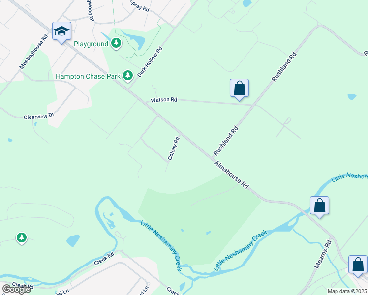 map of restaurants, bars, coffee shops, grocery stores, and more near 2165 Colony Road in Jamison