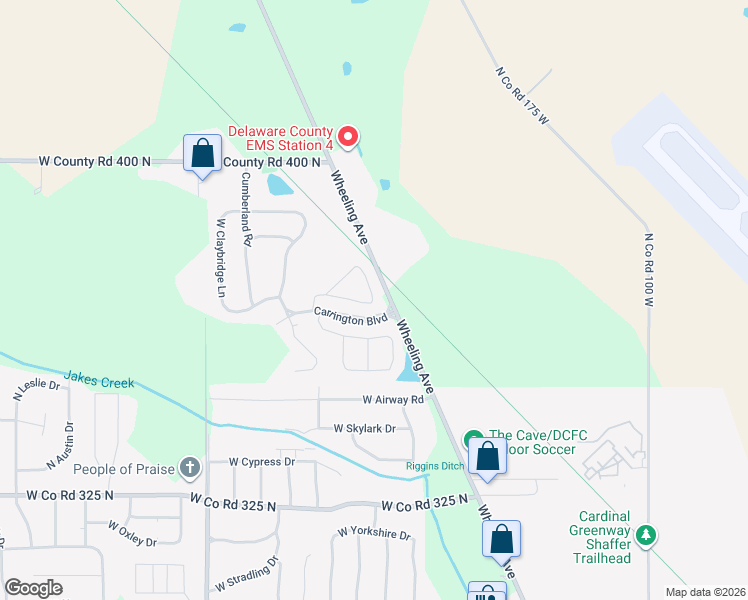 map of restaurants, bars, coffee shops, grocery stores, and more near 2700 W Preserve Ln in Muncie
