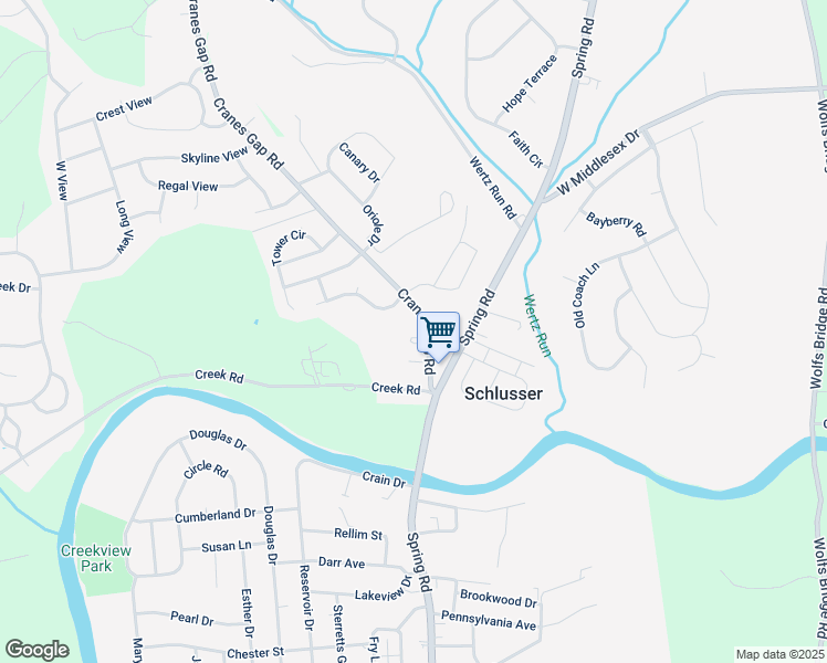 map of restaurants, bars, coffee shops, grocery stores, and more near 10 Morgan Circle in Schlusser