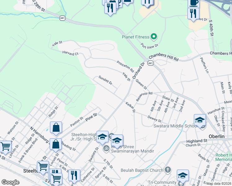 map of restaurants, bars, coffee shops, grocery stores, and more near 446 Kelker Street in Dauphin County
