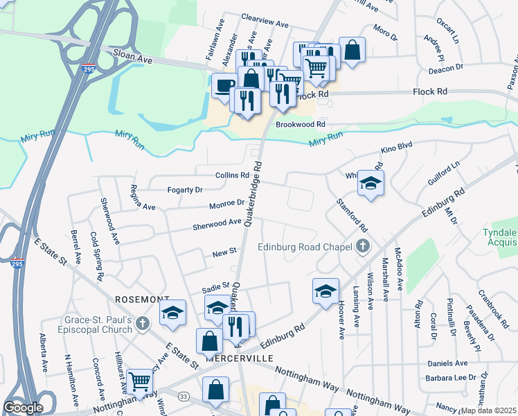 map of restaurants, bars, coffee shops, grocery stores, and more near 32 Holt Avenue in Hamilton Township
