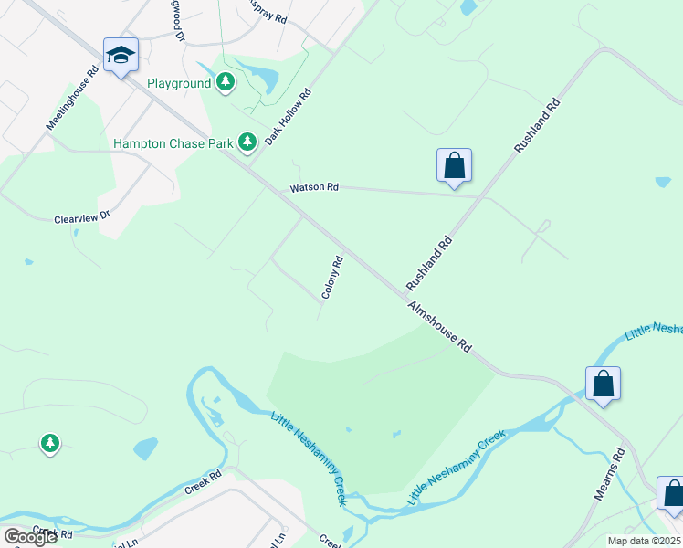 map of restaurants, bars, coffee shops, grocery stores, and more near 2165 Colony Road in Jamison