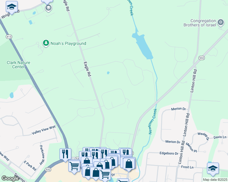 map of restaurants, bars, coffee shops, grocery stores, and more near 144 Crittenden Drive in Newtown