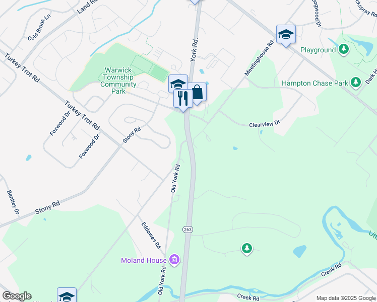 map of restaurants, bars, coffee shops, grocery stores, and more near 1851 Meetinghouse Road in Ivyland