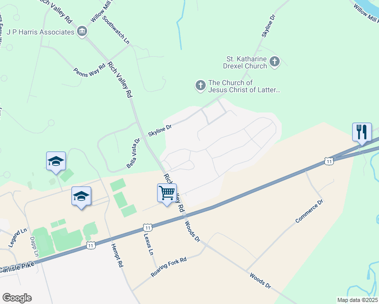 map of restaurants, bars, coffee shops, grocery stores, and more near 61 Simon Court in Mechanicsburg