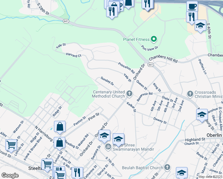 map of restaurants, bars, coffee shops, grocery stores, and more near 476 Kelker Street in Steelton