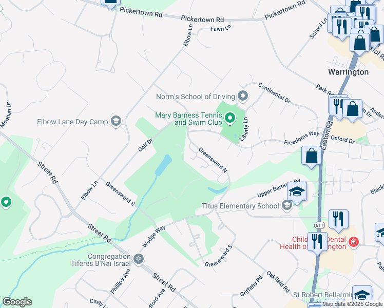 map of restaurants, bars, coffee shops, grocery stores, and more near 809 Putter Court in Warrington
