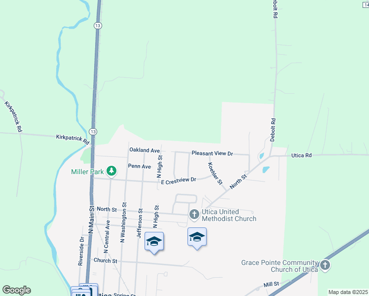 map of restaurants, bars, coffee shops, grocery stores, and more near 194 Pleasant View Drive in Utica