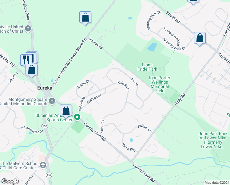 map of restaurants, bars, coffee shops, grocery stores, and more near 921 Bentley Court in Chalfont