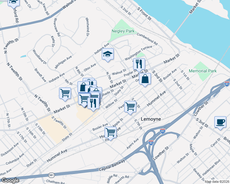 map of restaurants, bars, coffee shops, grocery stores, and more near 680 State Street in Lemoyne