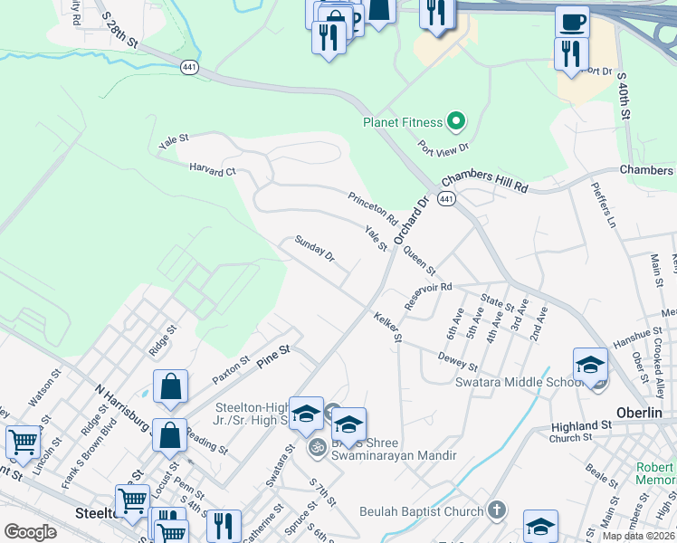 map of restaurants, bars, coffee shops, grocery stores, and more near 446 Kelker Street in Dauphin County