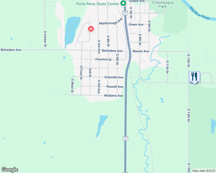 map of restaurants, bars, coffee shops, grocery stores, and more near 1820 South 4th Avenue in Beatrice