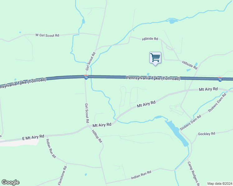 map of restaurants, bars, coffee shops, grocery stores, and more near 500A Mount Airy Road in Stevens
