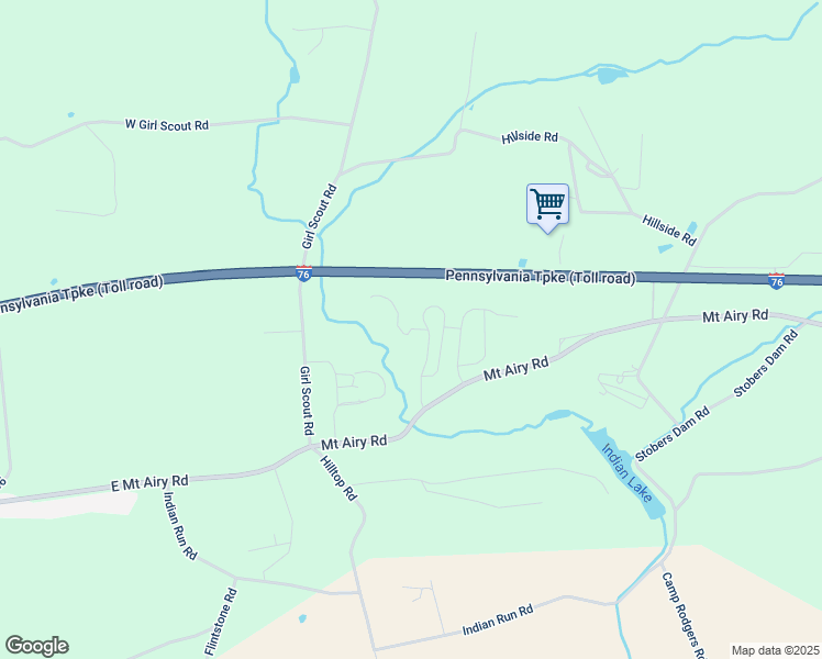 map of restaurants, bars, coffee shops, grocery stores, and more near 500 Mount Airy Road in Stevens