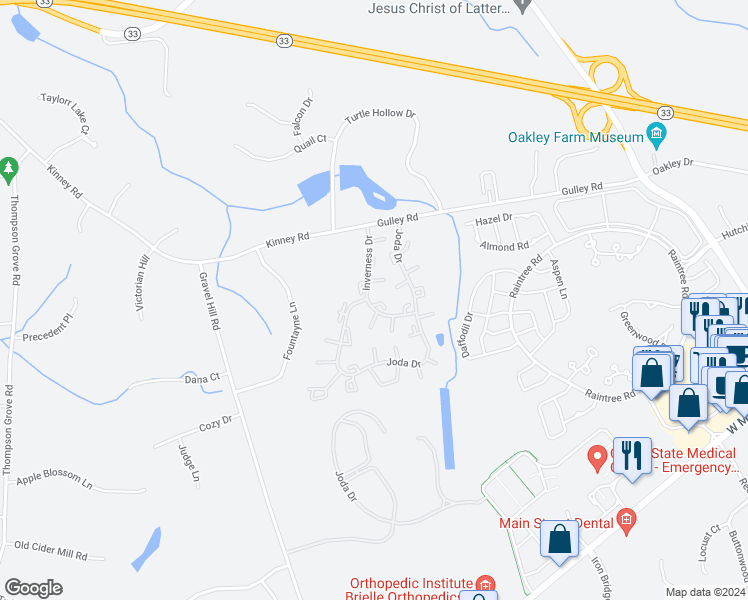 map of restaurants, bars, coffee shops, grocery stores, and more near 44 Kinnoll Hill Court in Freehold