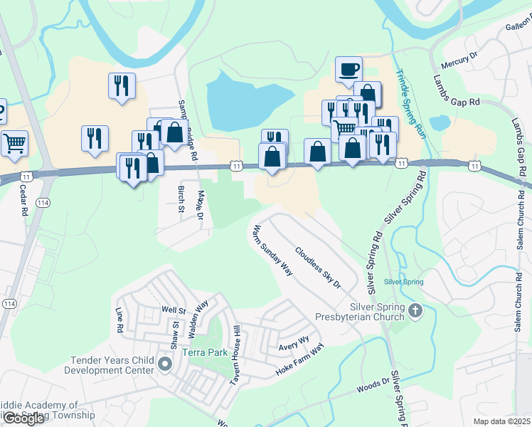 map of restaurants, bars, coffee shops, grocery stores, and more near 151 Warm Sunday Way in Mechanicsburg