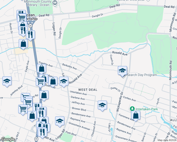 map of restaurants, bars, coffee shops, grocery stores, and more near 904 Beverly Avenue in Wanamassa