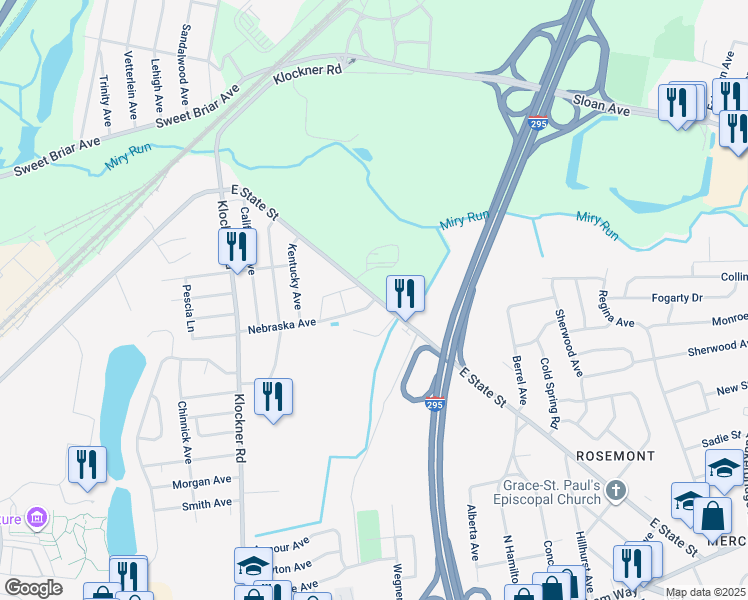 map of restaurants, bars, coffee shops, grocery stores, and more near in Hamilton Township