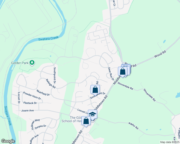 map of restaurants, bars, coffee shops, grocery stores, and more near 2077F Raleigh Road in Hummelstown