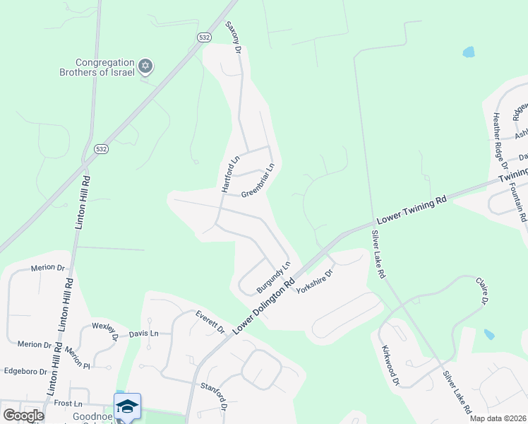 map of restaurants, bars, coffee shops, grocery stores, and more near 41 Greenbriar Lane in Newtown
