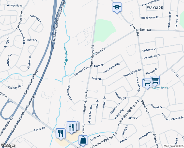 map of restaurants, bars, coffee shops, grocery stores, and more near 330 Green Grove Road in Ocean Township