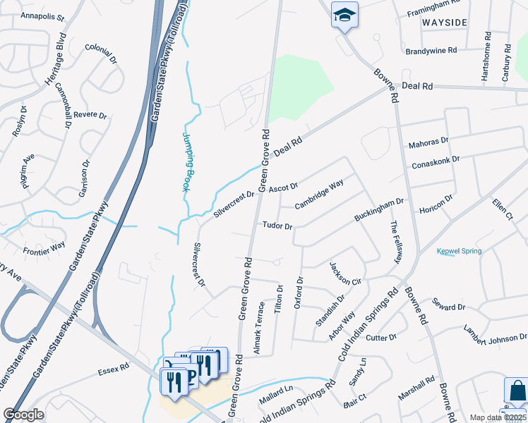 map of restaurants, bars, coffee shops, grocery stores, and more near 330 Green Grove Road in Ocean Township