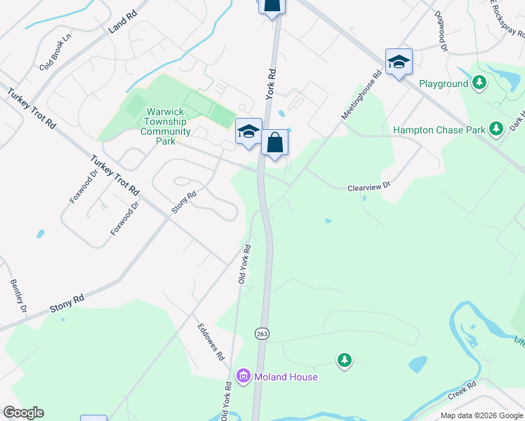 map of restaurants, bars, coffee shops, grocery stores, and more near 2059 Old York Road in Jamison