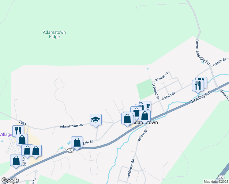 map of restaurants, bars, coffee shops, grocery stores, and more near in Adamstown