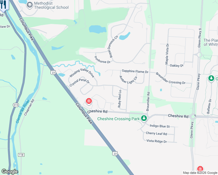 map of restaurants, bars, coffee shops, grocery stores, and more near 225 Crystal Petal Drive in Delaware