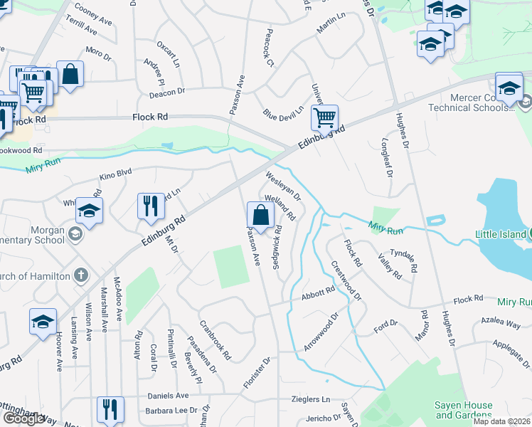 map of restaurants, bars, coffee shops, grocery stores, and more near 11 Welland Road in Hamilton Township