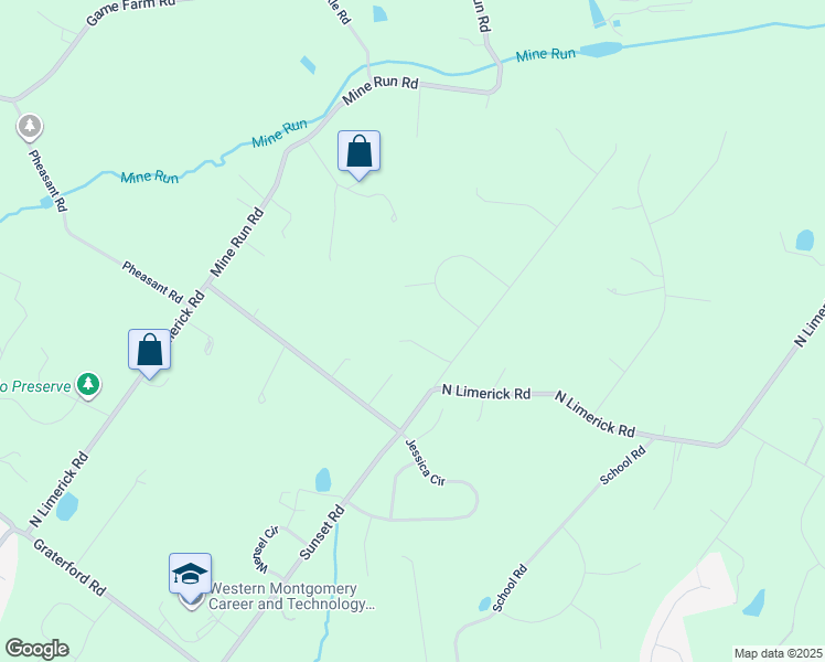 map of restaurants, bars, coffee shops, grocery stores, and more near 349 Sunset Road in Schwenksville