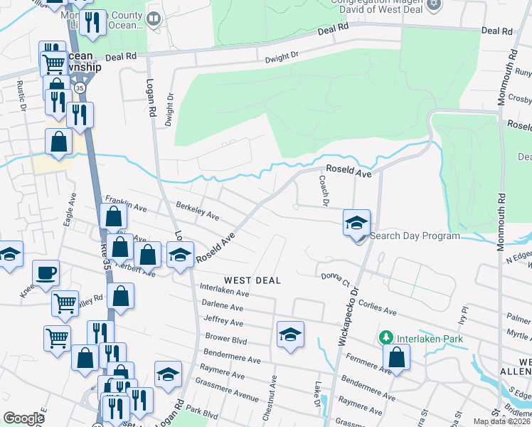 map of restaurants, bars, coffee shops, grocery stores, and more near 904 Beverly Avenue in Wanamassa
