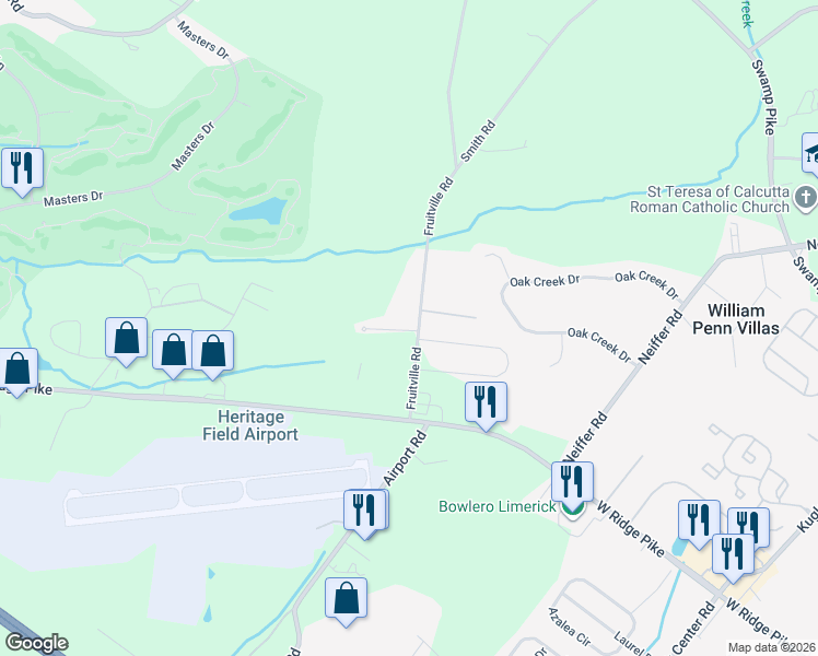 map of restaurants, bars, coffee shops, grocery stores, and more near 41 Fruitville Road in Pottstown