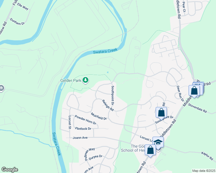 map of restaurants, bars, coffee shops, grocery stores, and more near 2154 Deer Run Drive in Hummelstown