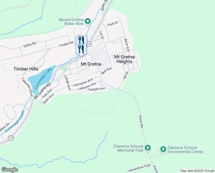 map of restaurants, bars, coffee shops, grocery stores, and more near 312 Old Mountain Road in Mount Gretna